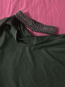 Olive Green One-Sleeve Top