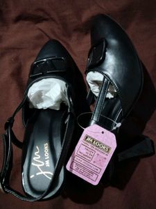 Typographic Applique Slingback Kitten Heels