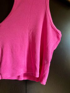H&amp;M Hot Pink Ribbed Racerback Tank