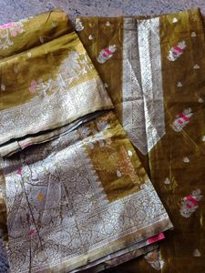 Olive Green Banarasi Silk Suit