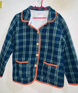 Plaid Jacket with Orange Trim