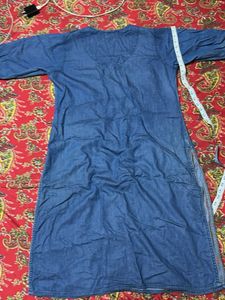 Denim Embroidered Kurta