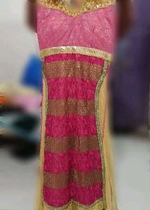 Elegant Pink & Gold Ethnic Gown