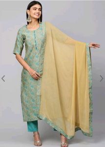 Straight Kurti Trouser And Dupatta Set