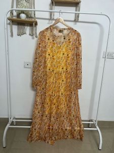 NEO NOIR A-Line Flared Yellow Maxi Dress