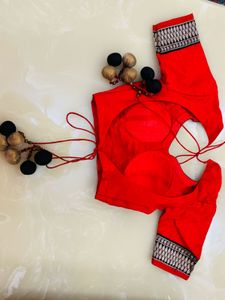 Red Blouse with Embellishments