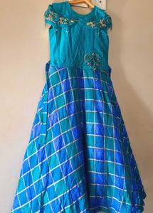 Girl&#39;s Embroidered Blue Dress