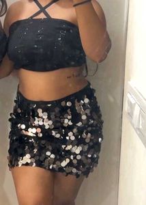 BLACK SEQUINS SKIRT