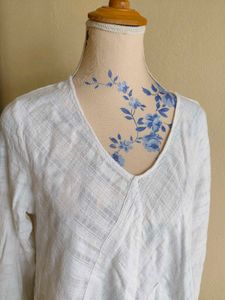 White Linen Tunic Top