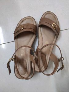 Light Brown Ankle Strap Wedge Sandals