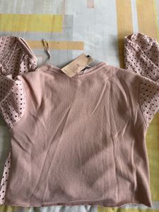 Pink Eyelet Tie-Front Top