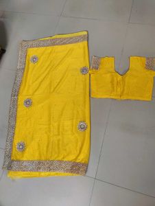 Elegant Yellow Embroidered Saree