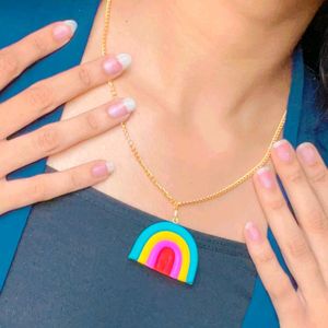 Handmade Clay Rainbow Necklace 🌈