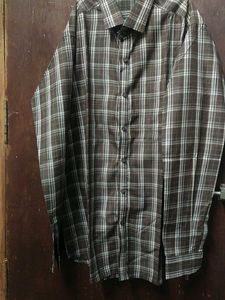 Brown Plaid Button-Down Shirt