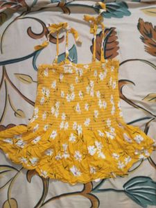 Yellow Floral Smocked Peplum Kawaii Cute Top 💛