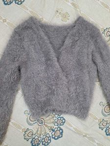 Fluffy Grey Cardigan