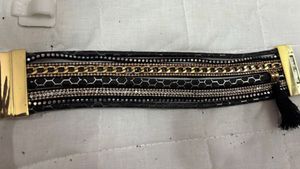 Chic Black &amp; Gold Multi-Layer Bracelet