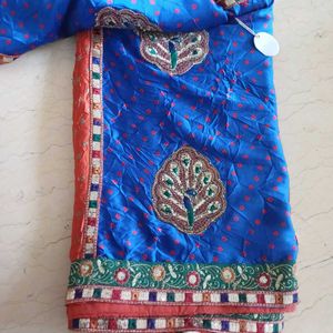 SALE: Bandini Print Pure Satin Silk Zari Saree