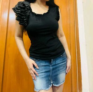 Beautiful Flower Details Imported Top