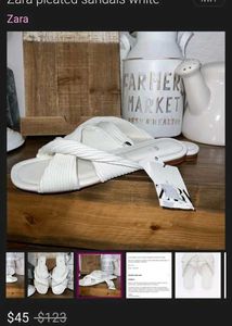 Zara Pleated Sandals White