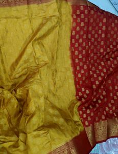 new Yellow Banarasi Style Saree ( free delivery)