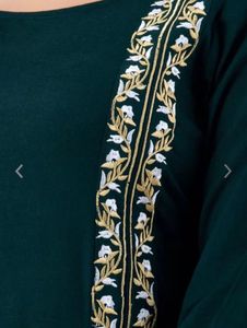 Emerald Green Embroidered Kurti Set