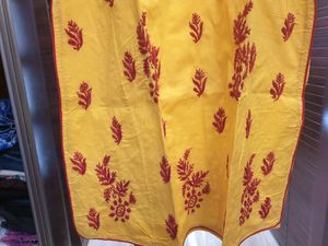 pakistani  phulkari work kurti in two beautiful color combinations yellow 💛 nd red  🌹