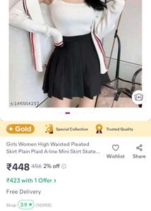 Black Pleated Mini Skirt