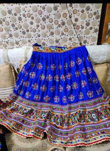 Garba Dress, Embroidered Blue Skirt