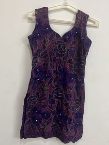 Purple Floral Embroidered Punjabi Salwar Suit Set