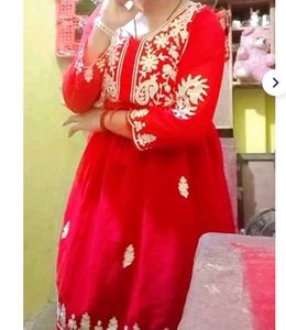 Red Embroidered Dress