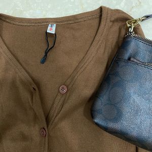 Brown Crop Cardigan 🤎