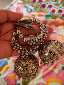 Black Metal Punjabi Jhumka For Women
