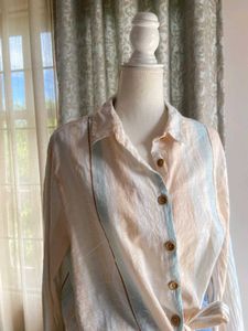 Tie-Front Button-Down Shirt  Soft Linen Cotton