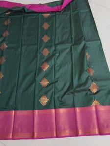Dark Green Pink Silk Saree...