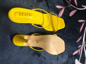 Yellow Stalk Heeled Sandals
