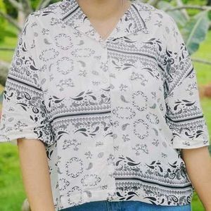 Patterned Button-Up Top