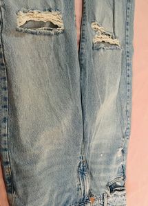 Garage High Rise Waist Wide Leg Ripped Jeans Denim