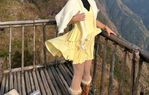 Yellow Mini Barbie Scattered Dress