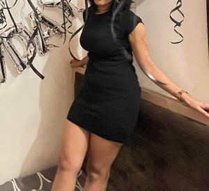H&M cotton black bodycon dress