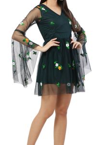 Floral Embroidered Tulle Dress
