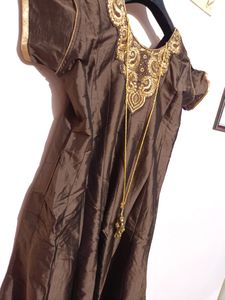 Coffee Brown Anarkali Model....
