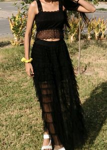 Black Tiered Tulle Skirt