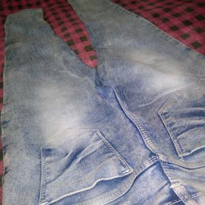 High-Waisted Button Jeans