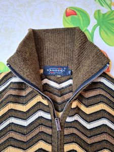 Woollen Sweater For Men Collared Neck Full Zip