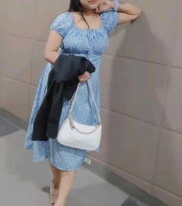 Blue Floral Midi Dress