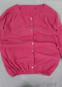 Pink Button-Down Long Sleeve Top
