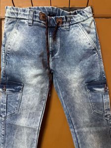 Acid Wash Denim Joggers