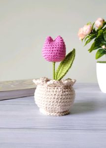 Crochet Tulip Pot Home Decor
