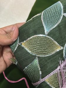 Elegant Green Saree with Pink Border